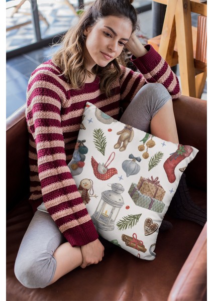 Premium Tay Tüyü Leke Tutmaz Kumaş Çift Taraflı Kırlent Yastık Kılıfı Christmas 43X43 Cm KRL058 fırsatları
