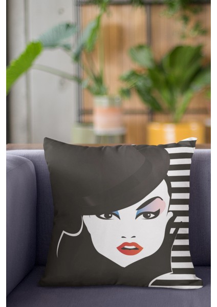 Tay Tüyü Dokuma Premium Kumaş Çift Taraflı Kırlent Modern Yastık Kılıfı 43X43 Cm KRL060