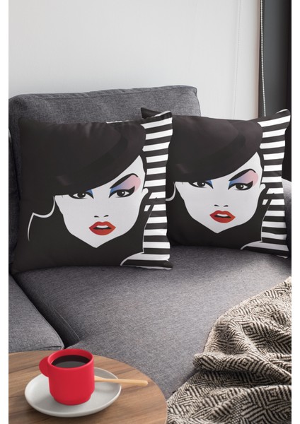 Tay Tüyü Dokuma Premium Kumaş Çift Taraflı Kırlent Modern Yastık Kılıfı 43X43 Cm KRL060 modelleri