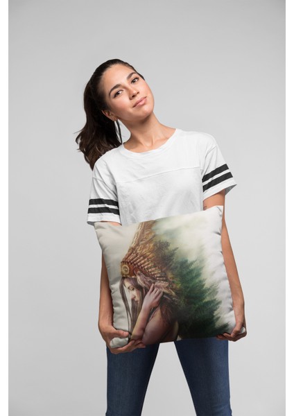 Çift Taraflı Kırlent Yastık Kılıfı Premium Tay Tüyü Dokuma Kızıl Derili Kumaş 43X43 Cm KRL063 fırsatları