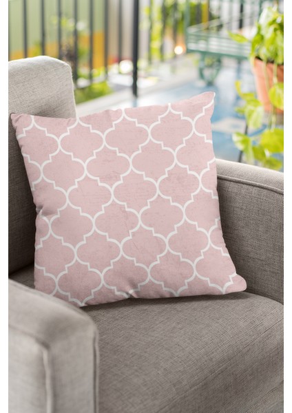 Tay Tüyü Dokuma Premium Kumaş Çift Taraflı Kırlent Fas Desen Yastık Kılıfı 43X43 Cm KRL149