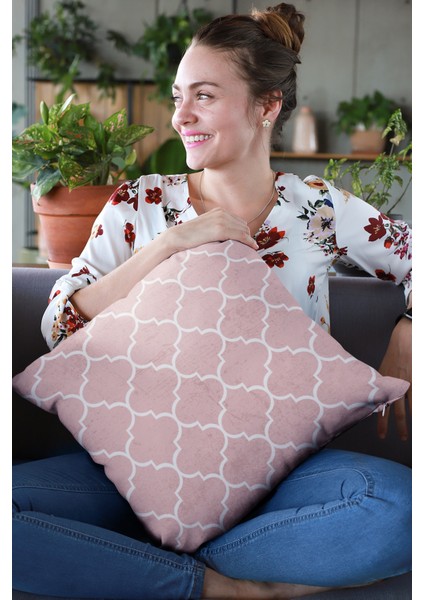 Tay Tüyü Dokuma Premium Kumaş Çift Taraflı Kırlent Fas Desen Yastık Kılıfı 43X43 Cm KRL149 fırsatları