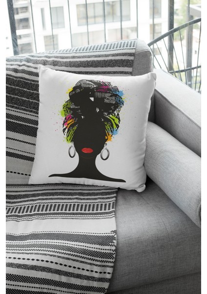 Premium Afrikalı Silüet Tay Tüyü Çift Taraflı Kırlent Yastık Kılıfı Dokuma Kumaş 43X43 Cm KRL062 fiyatları