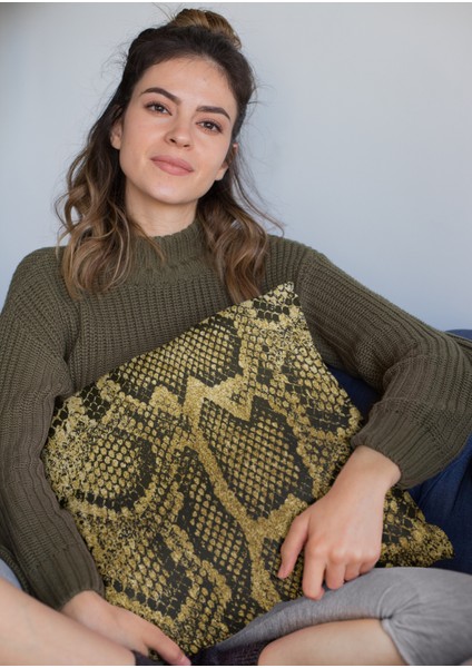 Tay Tüyü Dokuma Premium Kumaş Dekoratif Çift Taraflı Timsah Desen Kırlent Kılıfı 43X43 Cm KRL067 fırsatları