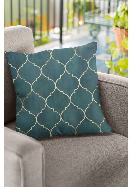 Fas Desen Premium Tay Tüyü Dokuma Kumaş Çift Taraflı Kırlent Yastık Kılıfı 43X43 Cm KRL259