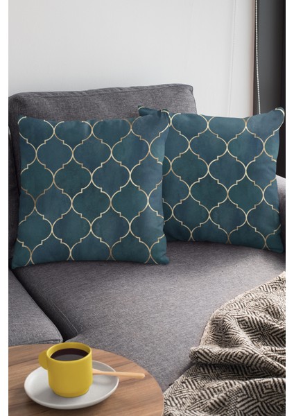 Fas Desen Premium Tay Tüyü Dokuma Kumaş Çift Taraflı Kırlent Yastık Kılıfı 43X43 Cm KRL259