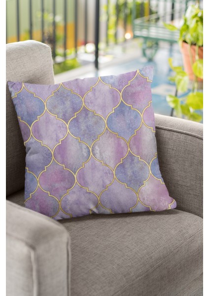 Premium Fas Desen Tay Tüyü Çift Taraflı Kırlent Yastık Kılıfı Dokuma Kumaş 43X43 Cm KRL273