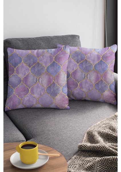 Premium Fas Desen Tay Tüyü Çift Taraflı Kırlent Yastık Kılıfı Dokuma Kumaş 43X43 Cm KRL273 modelleri