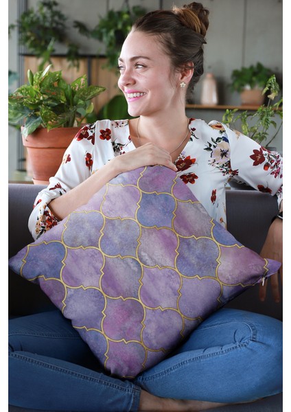 Premium Fas Desen Tay Tüyü Çift Taraflı Kırlent Yastık Kılıfı Dokuma Kumaş 43X43 Cm KRL273 fırsatları