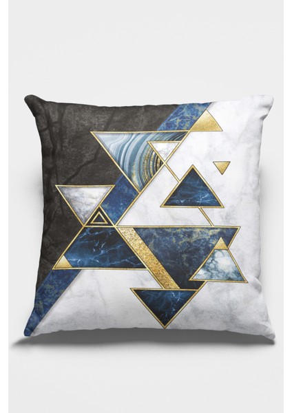 Tay Tüyü Premium Kumaş Dekoratif Çift Taraflı Geometrik Desenli Kırlent Kılıfı 43X43 Cm KRL091