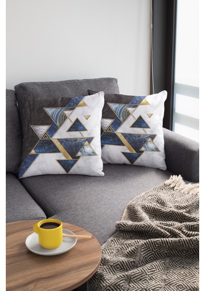 Tay Tüyü Premium Kumaş Dekoratif Çift Taraflı Geometrik Desenli Kırlent Kılıfı 43X43 Cm KRL091