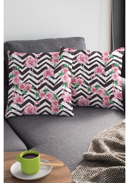 Tay Tüyü Dokuma Premium Kumaş Çift Taraflı Kırlent Flamingo Yastık Kılıfı 43X43 Cm KRL172 modelleri