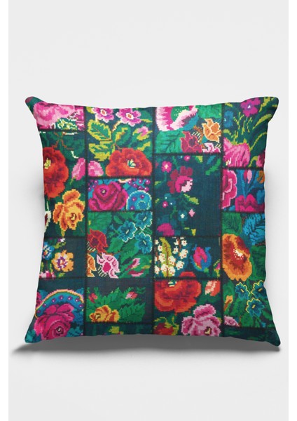 Premium Tay Tüyü Dokuma Kumaş Çift Taraflı Patchwork Kırlent Yastık Kılıfı 43X43 Cm KRL102 fiyatları