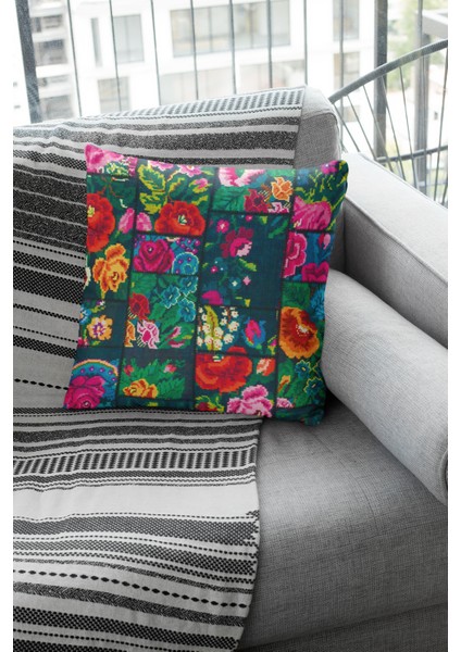 Premium Tay Tüyü Dokuma Kumaş Çift Taraflı Patchwork Kırlent Yastık Kılıfı 43X43 Cm KRL102 fırsatları