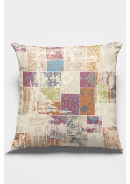 Premium Tay Tüyü Dokuma Kumaş Çift Taraflı Patchwork Kırlent Yastık Kılıfı 43X43 Cm KRL170 fiyatları