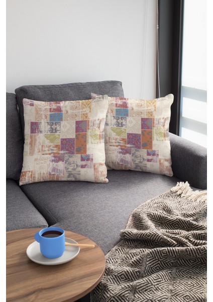 Premium Tay Tüyü Dokuma Kumaş Çift Taraflı Patchwork Kırlent Yastık Kılıfı 43X43 Cm KRL170 modelleri