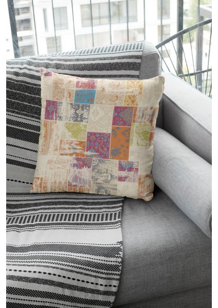 Premium Tay Tüyü Dokuma Kumaş Çift Taraflı Patchwork Kırlent Yastık Kılıfı 43X43 Cm KRL170 fırsatları