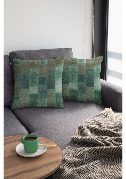 Premium Patchwork Tay Tüyü Çift Taraflı Kırlent Yastık Kılıfı Dokuma Kumaş 43X43 Cm KRL295