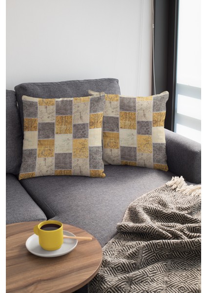 Çift Taraflı Kırlent Yastık Kılıfı Premium Tay Tüyü Dokuma Patchwork Kumaş 43X43 Cm KRL296 modelleri