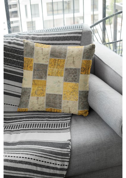 Çift Taraflı Kırlent Yastık Kılıfı Premium Tay Tüyü Dokuma Patchwork Kumaş 43X43 Cm KRL296 fırsatları