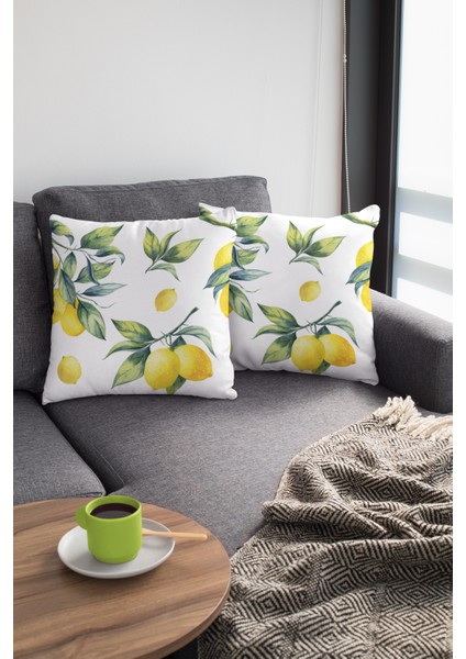 Tay Tüyü Dokuma Premium Kumaş Dekoratif Çift Taraflı Limonlu Kırlent Kılıfı 43X43 Cm KRL081 modelleri