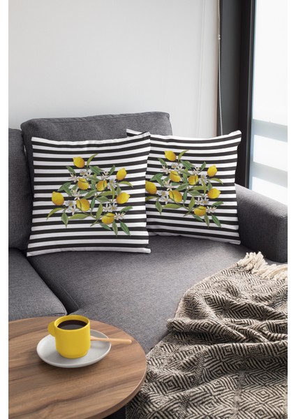Limonlu Premium Kumaş Tay Tüyü Dokuma Dekoratif Çift Taraflı Kırlent Kılıfı 43X43 Cm KRL116 modelleri