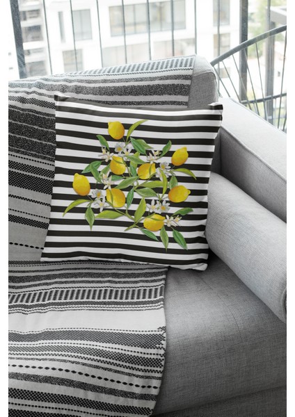 Limonlu Premium Kumaş Tay Tüyü Dokuma Dekoratif Çift Taraflı Kırlent Kılıfı 43X43 Cm KRL116 fırsatları