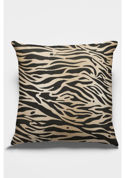 Tay Tüyü Premium Kumaş Dekoratif Çift Taraflı Zebra Desenli Kırlent Kılıfı 43X43 Cm KRL096