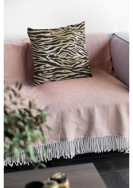 Tay Tüyü Premium Kumaş Dekoratif Çift Taraflı Zebra Desenli Kırlent Kılıfı 43X43 Cm KRL096 fiyatları