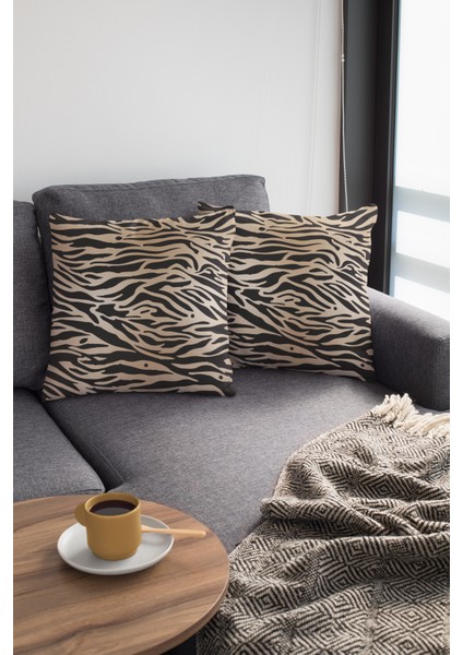 Tay Tüyü Premium Kumaş Dekoratif Çift Taraflı Zebra Desenli Kırlent Kılıfı 43X43 Cm KRL096 modelleri