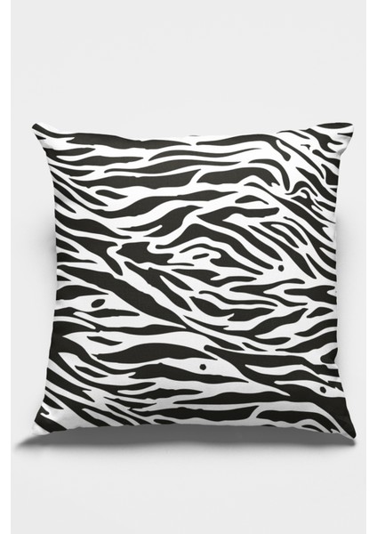 Zebra Desenli Premium Kumaş Tay Tüyü Dekoratif Çift Taraflı Kırlent Kılıfı 43X43 Cm KRL100