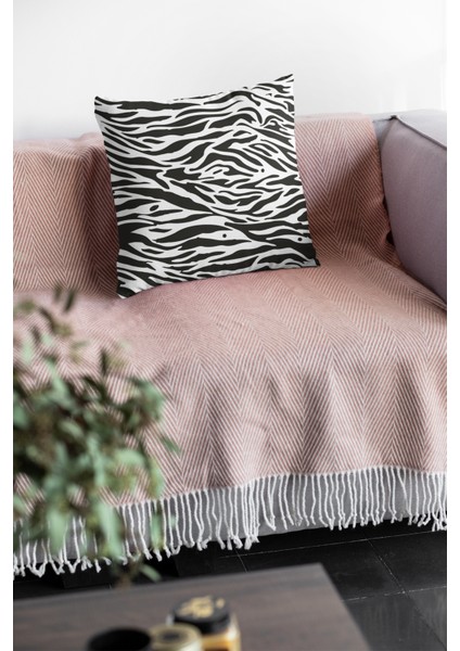 Zebra Desenli Premium Kumaş Tay Tüyü Dekoratif Çift Taraflı Kırlent Kılıfı 43X43 Cm KRL100 fiyatları