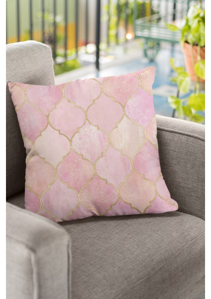 Dokuma Kumaş Premium Tay Tüyü Çift Taraflı Kırlent Yastık Kılıfı Fas Desen 43X43 Cm KRL367