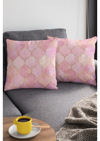 Dokuma Kumaş Premium Tay Tüyü Çift Taraflı Kırlent Yastık Kılıfı Fas Desen 43X43 Cm KRL367