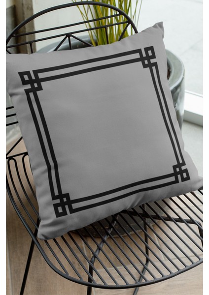 Premium Tay Tüyü Dokuma Kumaş Çerçeveli Çift Taraflı Kırlent Yastık Kılıfı 43X43 Cm KRL279 fiyatları