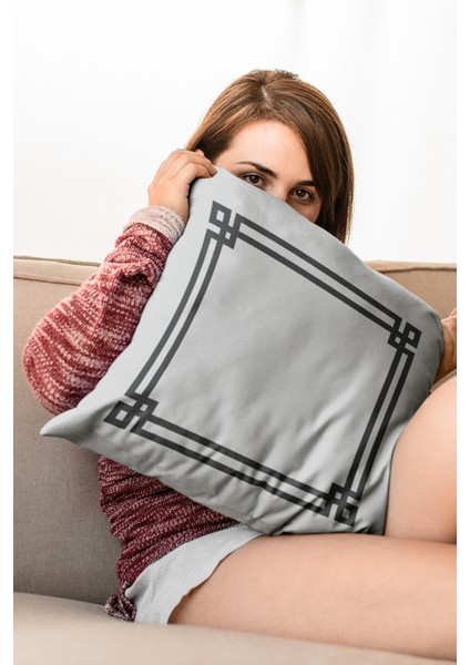 Premium Tay Tüyü Dokuma Kumaş Çerçeveli Çift Taraflı Kırlent Yastık Kılıfı 43X43 Cm KRL279 fırsatları