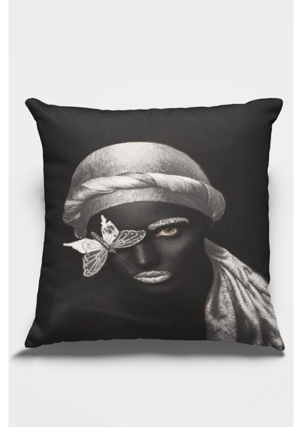 Dekoratif Çift Taraf Tay Tüyü Dokuma Premium Kumaş Kırlent Yastık Kılıfı Arap Kızı 43X43 Cm KRL456