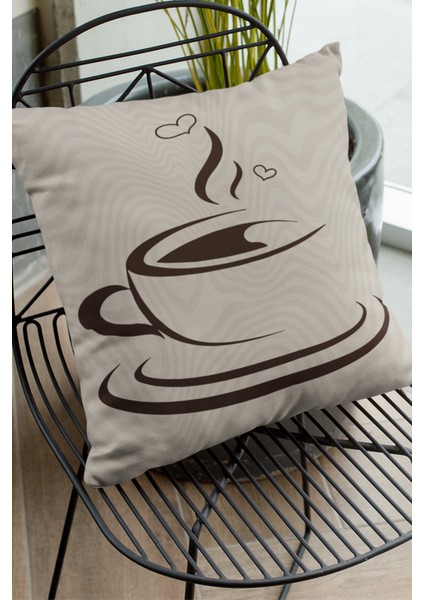 Premium Tay Tüyü Dokuma Kumaş Çift Taraflı Fincanlı Kırlent Yastık Kılıfı 43X43 Cm KRL284 fırsatları