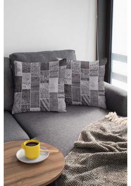 Tay Tüyü Dokuma Premium Kumaş Çift Taraflı Kırlent Patchwork Yastık Kılıfı 43X43 Cm KRL292 modelleri