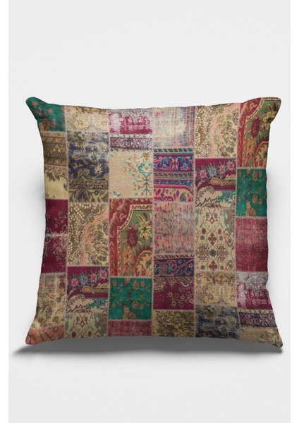Patchwork Dokuma Premium Tay Tüyü Kumaş Çift Taraflı Kırlent Yastık Kılıfı 43X43 Cm KRL293 fiyatları