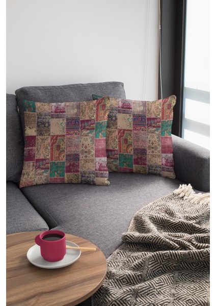Patchwork Dokuma Premium Tay Tüyü Kumaş Çift Taraflı Kırlent Yastık Kılıfı 43X43 Cm KRL293 modelleri