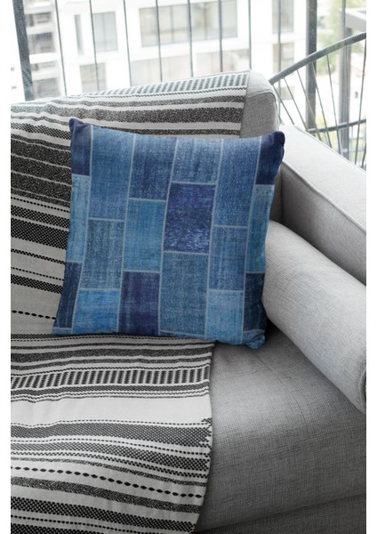 Patchwork Dokuma Kumaş Premium Tay Tüyü Çift Taraflı Kırlent Yastık Kılıfı 43X43 Cm KRL297