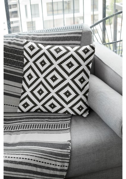 Karo Desen Dokuma Premium Tay Tüyü Kumaş Çift Taraflı Kırlent Yastık Kılıfı 43X43 Cm KRL108 fiyatları