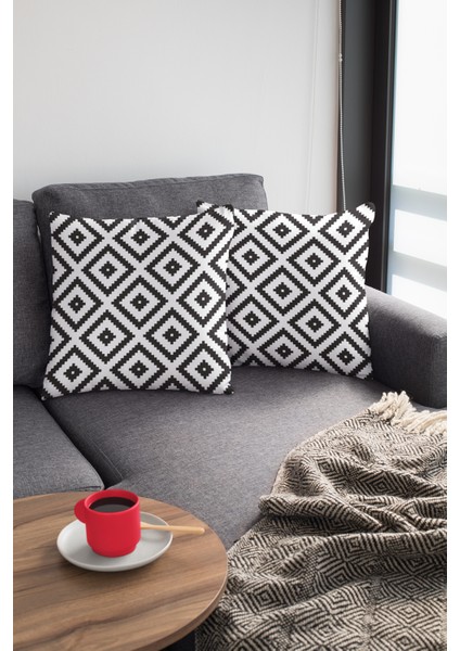 Karo Desen Dokuma Premium Tay Tüyü Kumaş Çift Taraflı Kırlent Yastık Kılıfı 43X43 Cm KRL108 modelleri