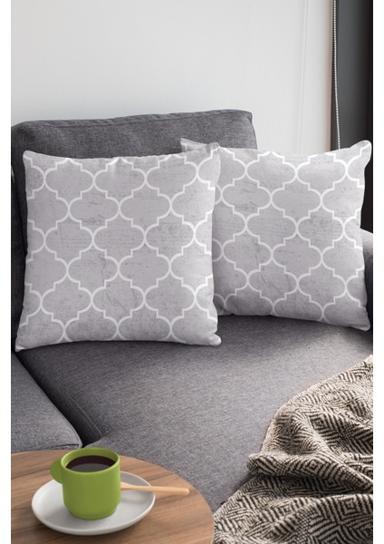 Çift Taraflı Kırlent Yastık Kılıfı Premium Tay Tüyü Dokuma Fas Desen Kumaş 43X43 Cm KRL343