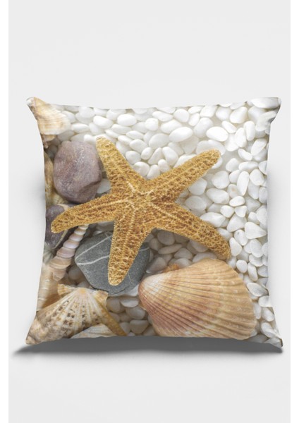 Dokuma Premium Tay Tüyü Kumaş Çift Taraflı 3D Deniz Kabukları Kırlent Yastık Kılıfı 43X43 Cm KRL459 fiyatları