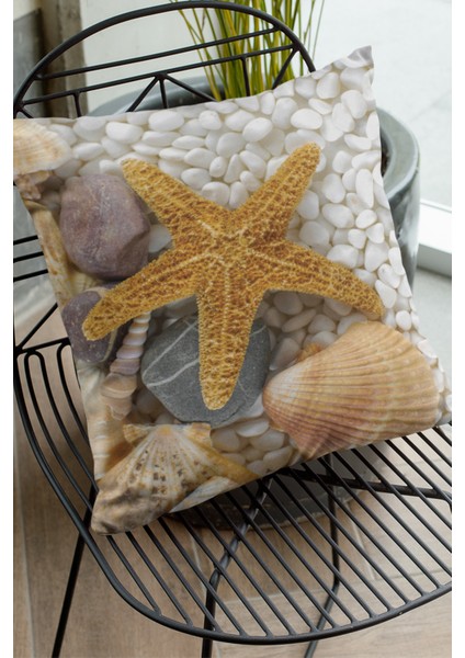 Dokuma Premium Tay Tüyü Kumaş Çift Taraflı 3D Deniz Kabukları Kırlent Yastık Kılıfı 43X43 Cm KRL459 fırsatları