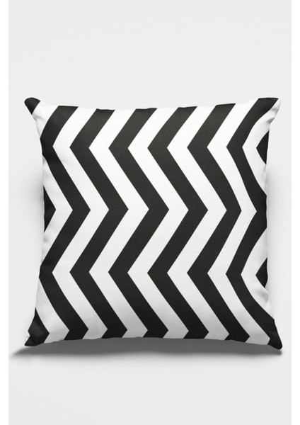 Zigzag Premium Tay Tüyü Dokuma Kumaş Çift Taraflı Kırlent Yastık Kılıfı 43X43 Cm KRL302