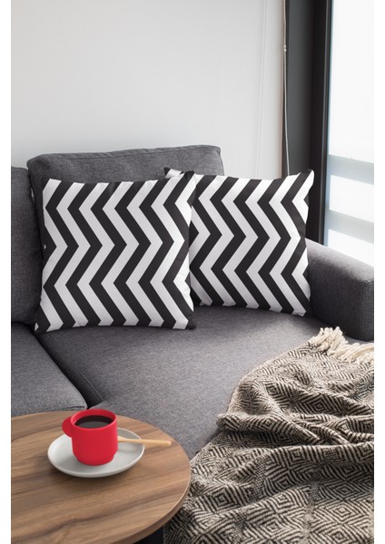 Zigzag Premium Tay Tüyü Dokuma Kumaş Çift Taraflı Kırlent Yastık Kılıfı 43X43 Cm KRL302
