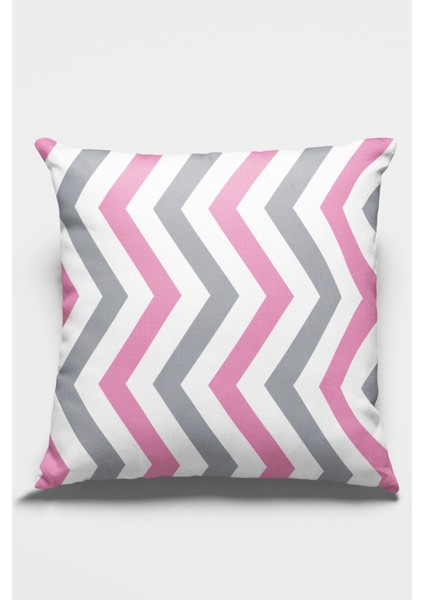 Çift Taraflı Kırlent Yastık Kılıfı Premium Tay Tüyü Dokuma Zigzag Kumaş 43X43 Cm KRL304